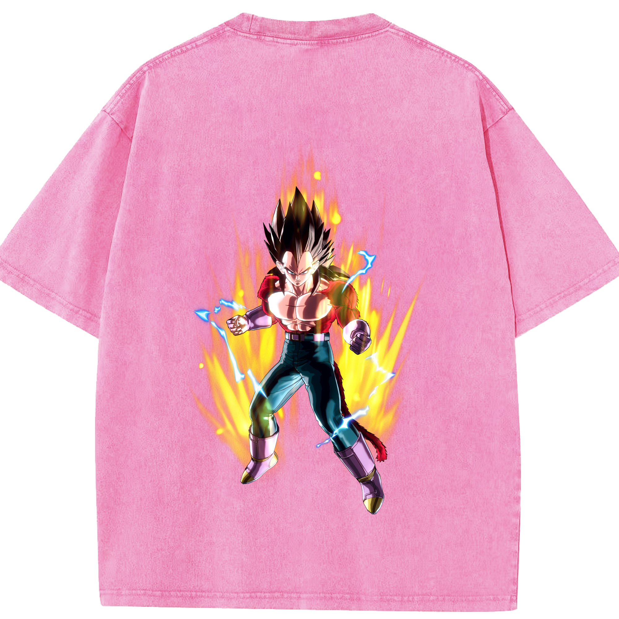 （画像用） ドラゴンボール ベジータ四世（Bejīta Yonsei）DRAGON BALL Vegeta IV 綿100% ヴィンテージ風 半袖Tシャツ（背面プリント）